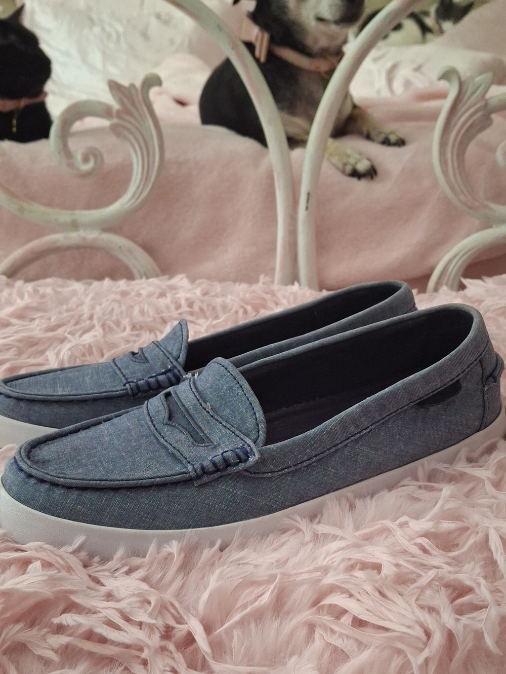 Cole Haan Nantucket 1928 Blue Canvas Penny Loafers Slip-On Shoes NWOB SIZE 8